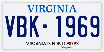 VA license plate VBK1969