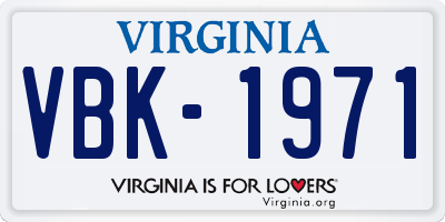 VA license plate VBK1971