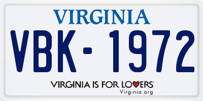 VA license plate VBK1972
