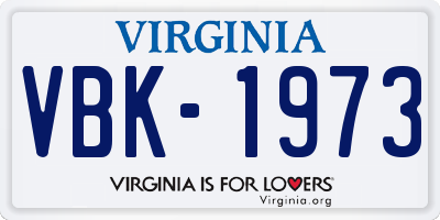 VA license plate VBK1973