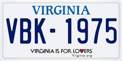 VA license plate VBK1975