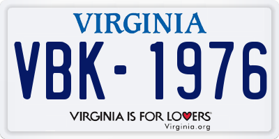 VA license plate VBK1976