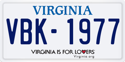 VA license plate VBK1977