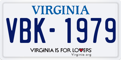 VA license plate VBK1979