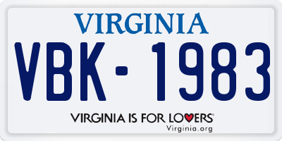 VA license plate VBK1983