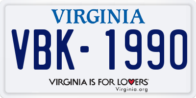 VA license plate VBK1990