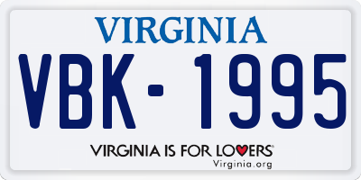 VA license plate VBK1995