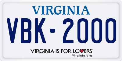 VA license plate VBK2000