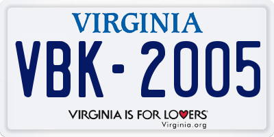 VA license plate VBK2005