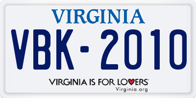 VA license plate VBK2010