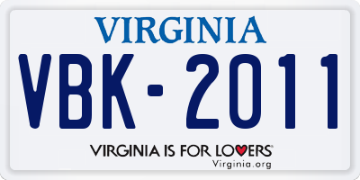 VA license plate VBK2011