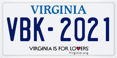 VA license plate VBK2021
