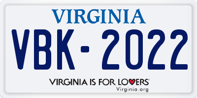 VA license plate VBK2022