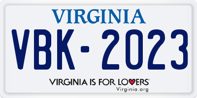 VA license plate VBK2023
