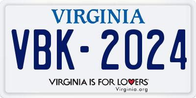 VA license plate VBK2024