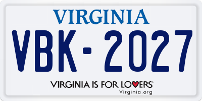 VA license plate VBK2027
