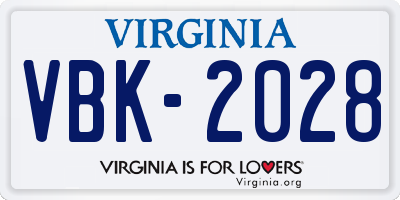VA license plate VBK2028