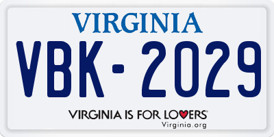VA license plate VBK2029