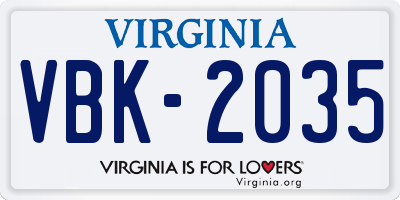 VA license plate VBK2035