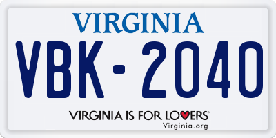 VA license plate VBK2040