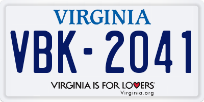 VA license plate VBK2041