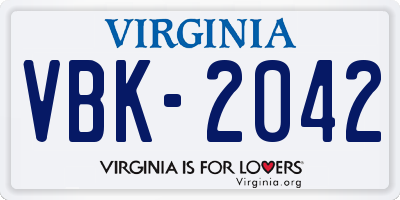 VA license plate VBK2042