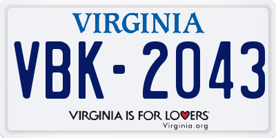 VA license plate VBK2043