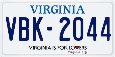 VA license plate VBK2044