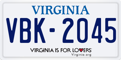 VA license plate VBK2045