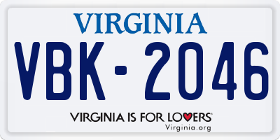 VA license plate VBK2046