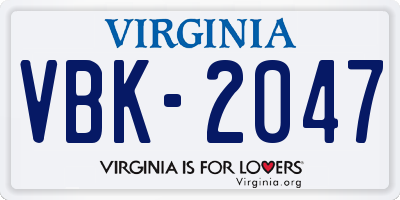 VA license plate VBK2047