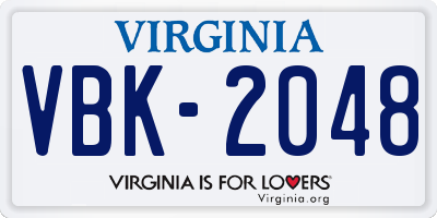 VA license plate VBK2048