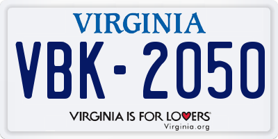 VA license plate VBK2050