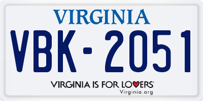 VA license plate VBK2051