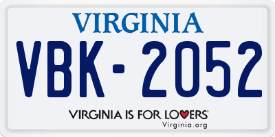 VA license plate VBK2052