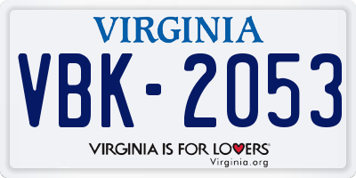 VA license plate VBK2053