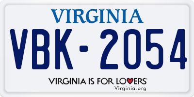 VA license plate VBK2054
