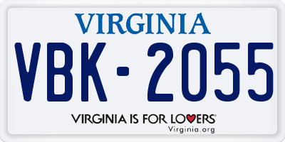 VA license plate VBK2055