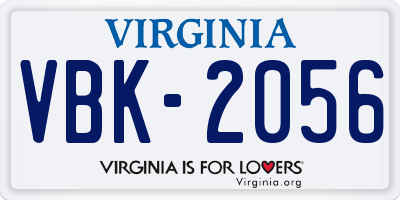 VA license plate VBK2056