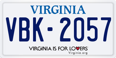 VA license plate VBK2057