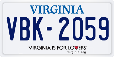 VA license plate VBK2059