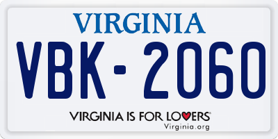 VA license plate VBK2060