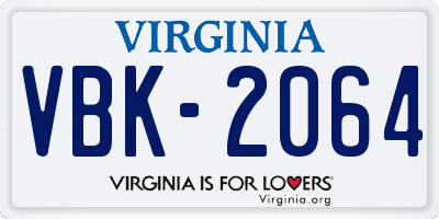 VA license plate VBK2064