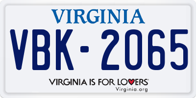 VA license plate VBK2065