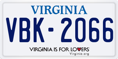 VA license plate VBK2066