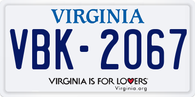 VA license plate VBK2067