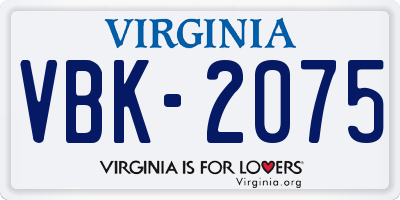 VA license plate VBK2075