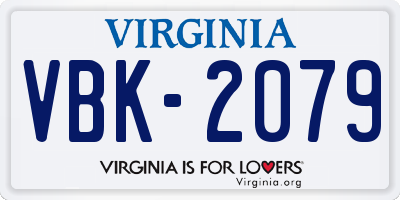 VA license plate VBK2079