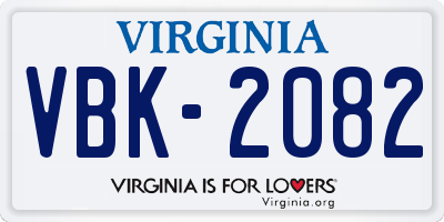 VA license plate VBK2082