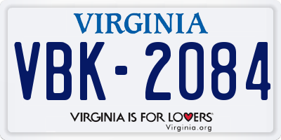 VA license plate VBK2084